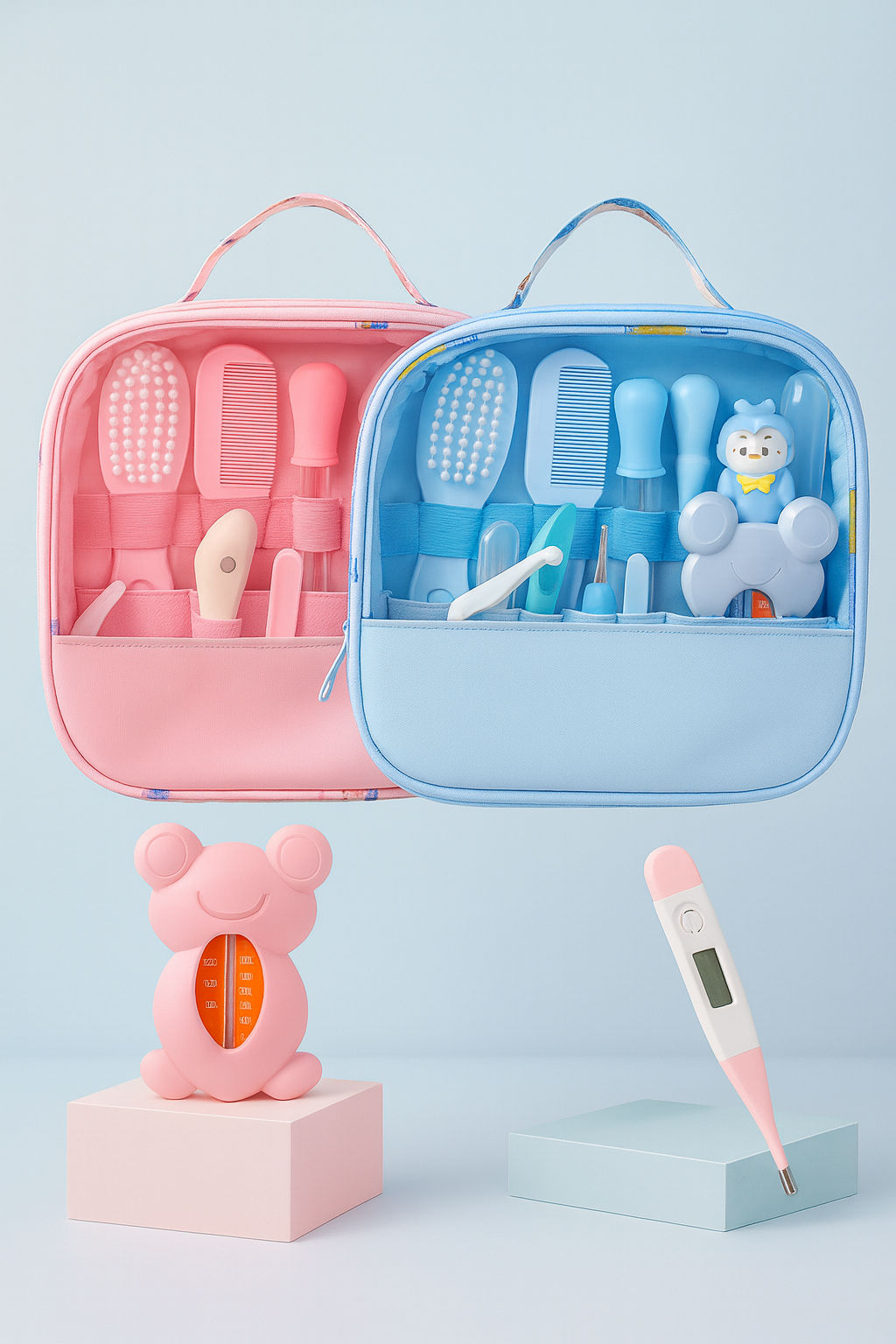 Kit de Soins Bébé Complet – 13 Accessoires Essentiels avec Trousse de Rangement | Hygiène, Sécurité & Confort