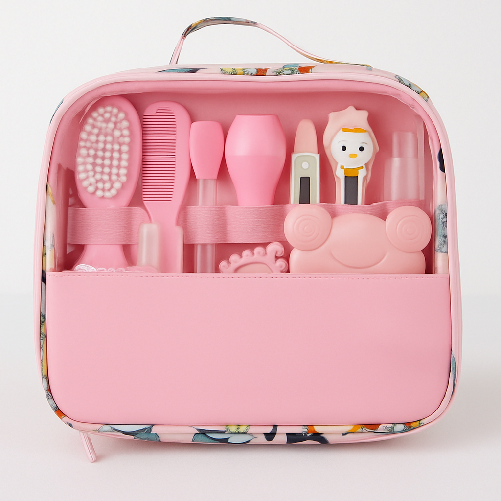 Kit de Soins Bébé Complet – 13 Accessoires Essentiels avec Trousse de Rangement | Hygiène, Sécurité & Confort