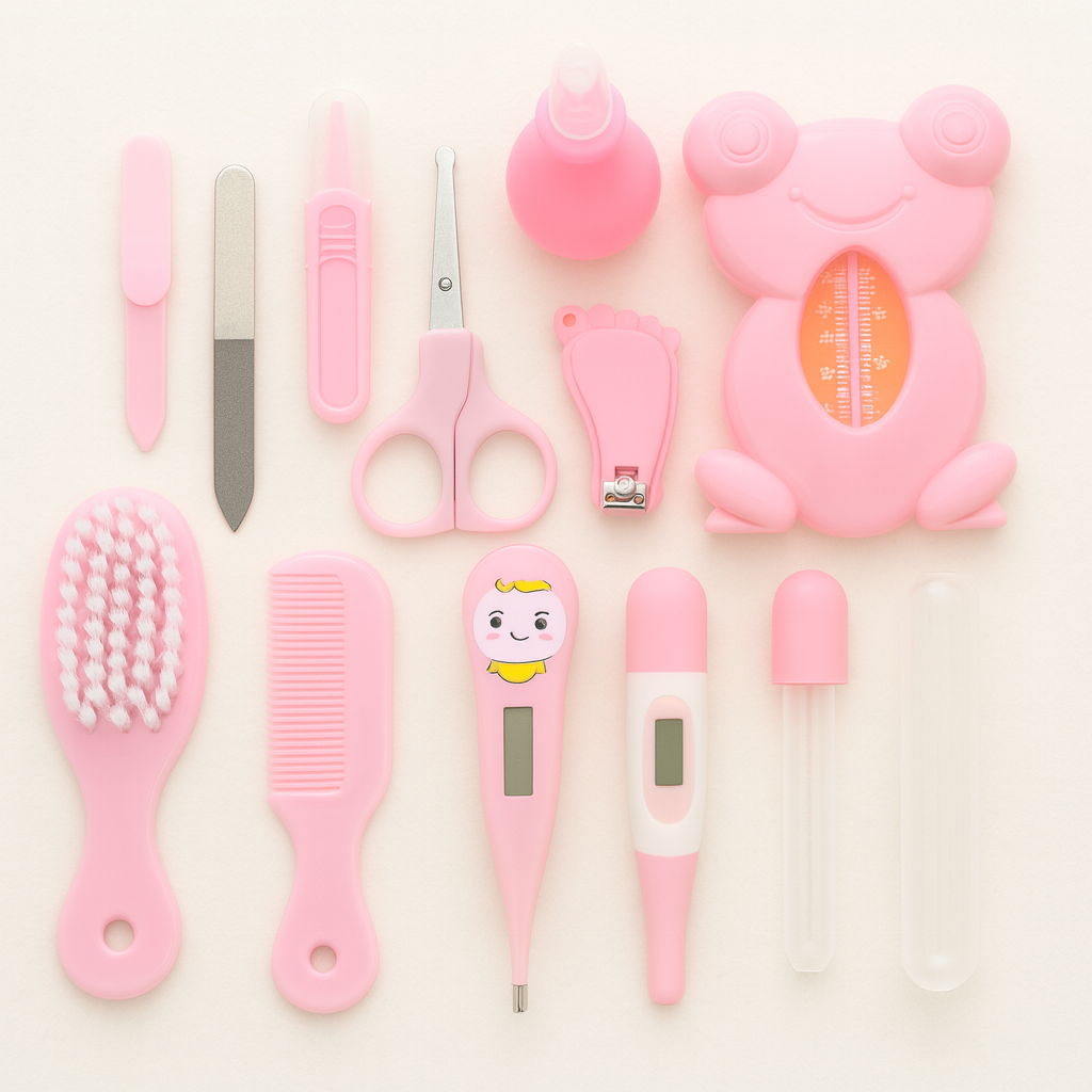 Kit de Soins Bébé Complet – 13 Accessoires Essentiels avec Trousse de Rangement | Hygiène, Sécurité & Confort